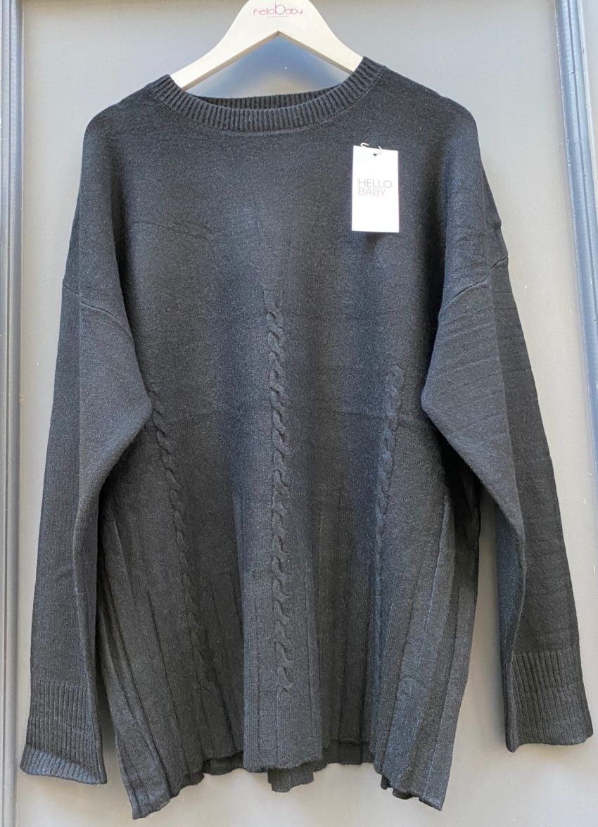 Kötött gombos pulóver fekete 